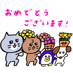 花いっぱいの灰色キャット