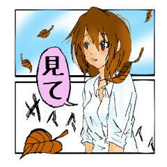 見て見て！漫画風女の子と怪しい猫スタンプ