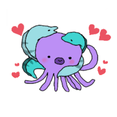 青いウツボと紫のタコちゃん（改）