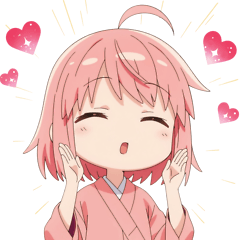 楽しいピンク着物の女の子スタンプ