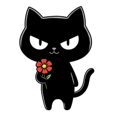 キリッとした目の黒ねこ（文字なし）