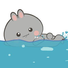 Adorable Rabbit Grey 5 : Pop-up stickers