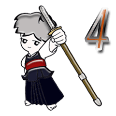 【大きめ文字】グレーヘアの男の子（剣道）