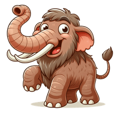 かわいいマンモスのカートゥーンスタンプで