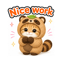 猫の着ぐるみスタンプ(英語・お仕事）