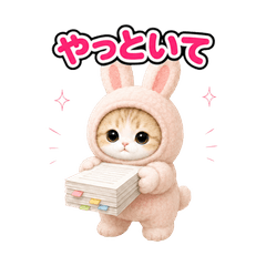 きぐるみ猫のスタンプ (やっといて)