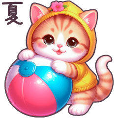 夏に毎日使える パーカーねこ 日常 ハート