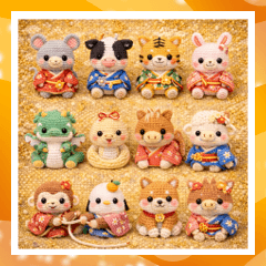 飛び出す♡あみぐるみ干支