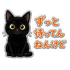 黒猫ポンくんの毎日スタンプ（関西弁）