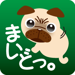 陽気なパグの”いちびり”スタンプ