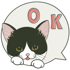 【とびだす】ハチワレ猫☆おこげ•吹き出し