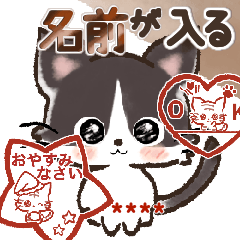 愛猫にゃんこde はんこ♡名前が入る♡春色