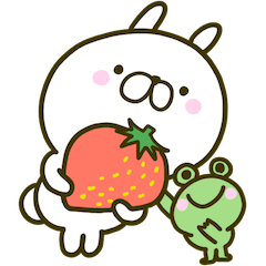 春のうさぎとカエルと苺