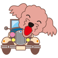 トイプードルとクラッシックカー