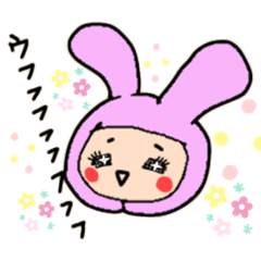 着ぐるみうさぎさん　顔だけ文字付き