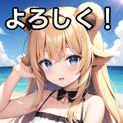 夏服クマ耳女子