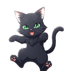 元気な黒ねこスタンプ 2