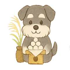 ふわもこシュナウザーのお月見