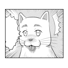 漫画で応答スタンプ　まゆげ犬編