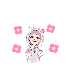 牛のきぐるみを着た女の子