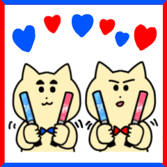 蝶ネクタイをつけた猫 青と赤