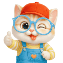 かわいいオレンジ色のメガネ猫 V.2