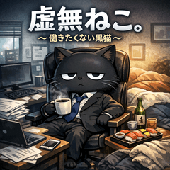 虚無ねこ。｜会話に向いてない黒猫スタンプ