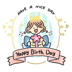 お誕生日に使える箔押し風スタンプ