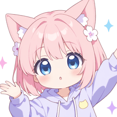 ラブリー猫耳パーカーの女の子スタンプ