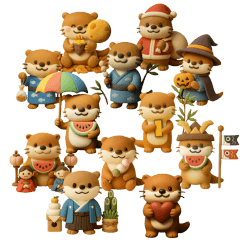 カワウソの年間イベント 紙粘土風