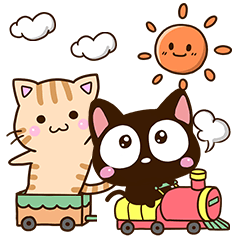 小さい黒猫とトラネコ