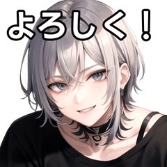 カジュアルな銀髪タトゥー男子9