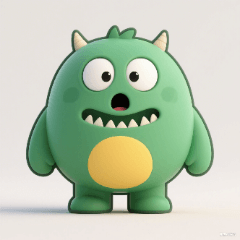 Q version green big eyes little monster