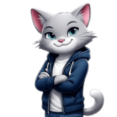 パーカー姿のネコ　英語スタンプ