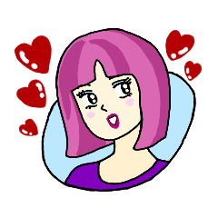 女の子のイラストとハートのスタンプです。