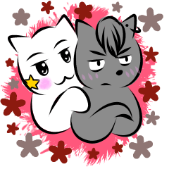 しろネコさんと狼くんの挨拶スタンプ