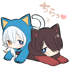 黒猫少年＆白猫少年【毎日使えるスタンプ】