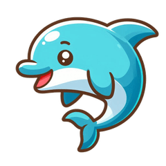 かわいいイルカのカートゥーンスタンプ、海