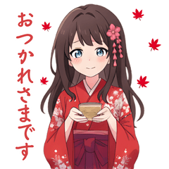 おっとり巫女の日常スタンプ （紅葉編）
