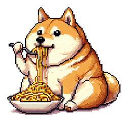 ドット絵 食べる柴犬 食欲旺盛 40種