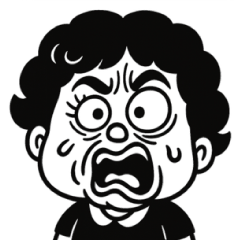 ブサカワ系おかんの白黒スタンプ