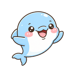 かわいいイルカのシンプルなスタンプ