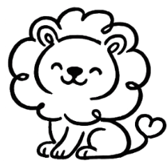 シンプル線画ライオンスタンプ