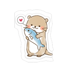 カワウソとお魚スタンプ
