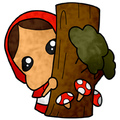 カゴと靴を忘れた赤ずきんちゃんとオオカミ