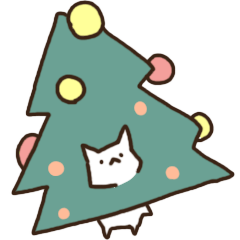 クリスマス白ねこ