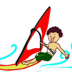 ウインドサーフィンを楽しむスタンプ