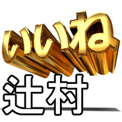 動く!金文字【辻村,つじむら】