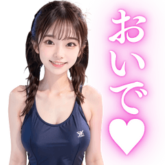 競泳水着×ツインテール女子高校生