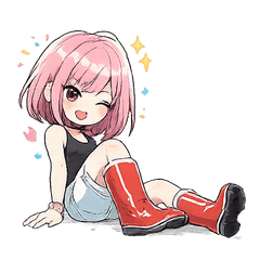 ひばり｜ピンク髪のかわいい女の子スタンプ